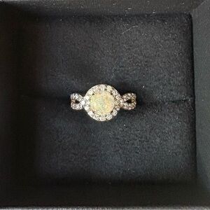 Diamonique opal with halo cz diamonds